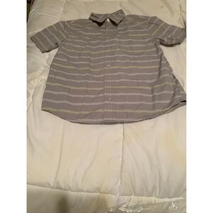 Faded Glory Boys Striped Button‑Up Shirt – Size L (10‑12) – Gray/grey